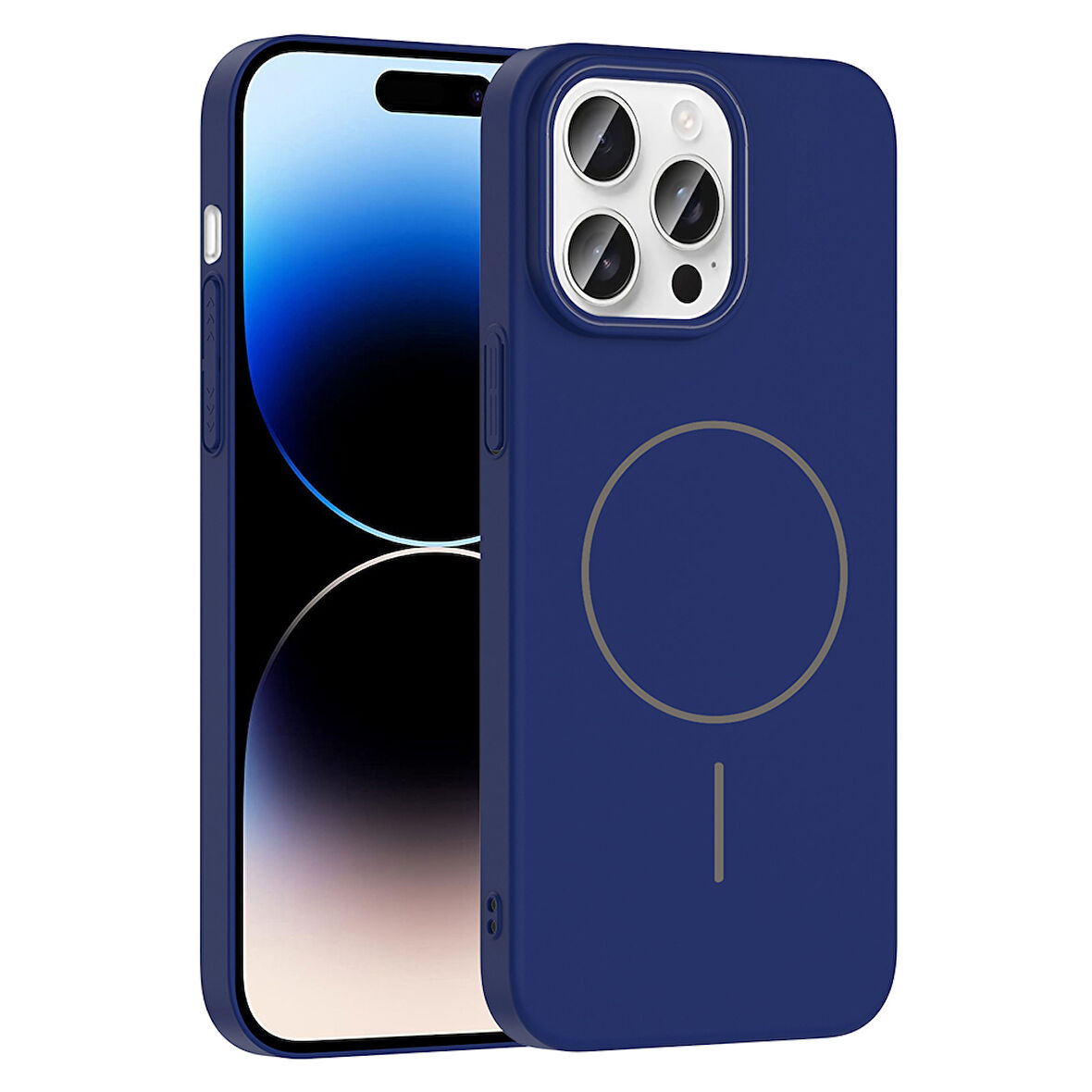 iPhone 14 Pro Max Kılıf Magsafe Şarj Özellikli Zore Ruby Silikon Kapak - Lacivert