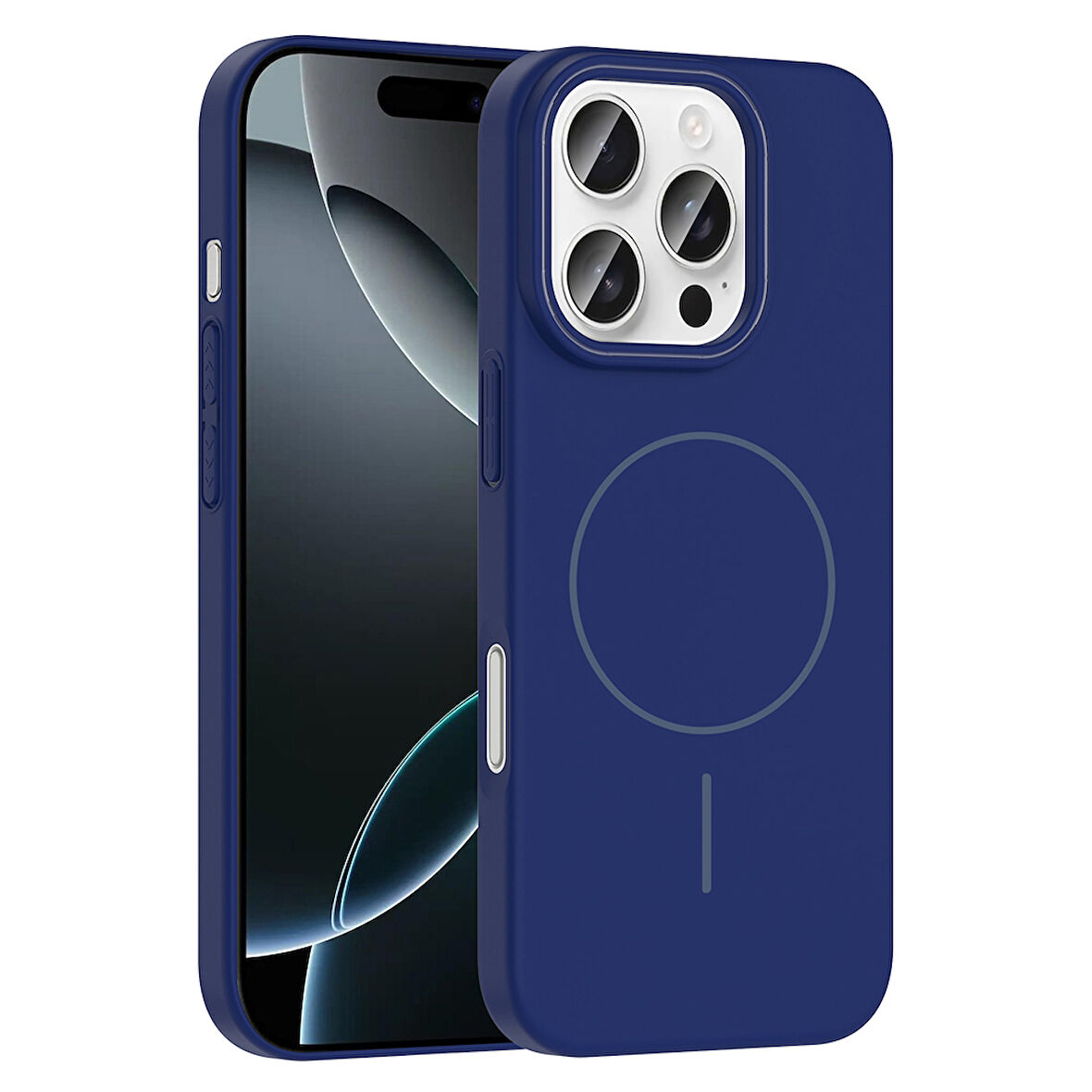 iPhone 16 Pro Kılıf Magsafe Şarj Özellikli Zore Ruby Silikon Kapak - Lacivert