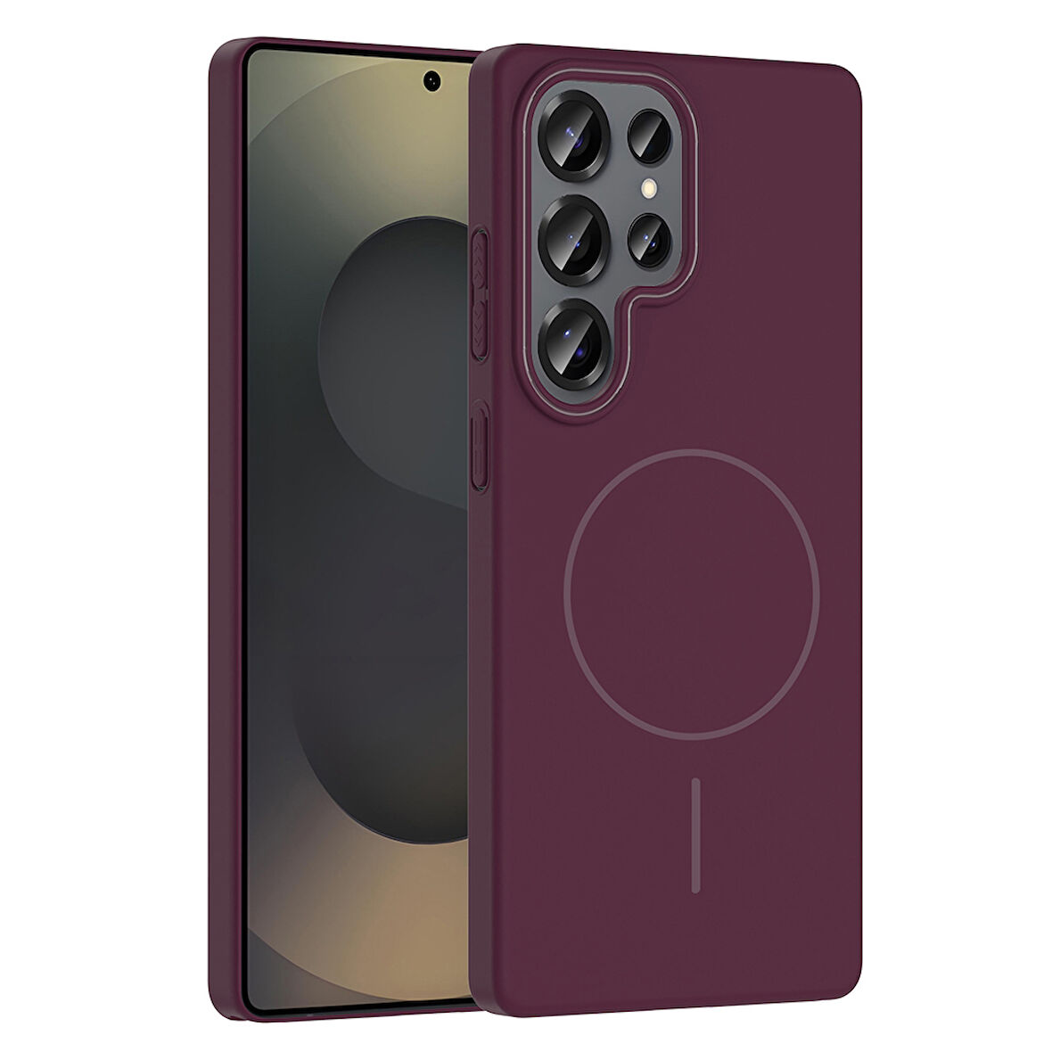 Galaxy S25 Ultra Kılıf Magsafe Şarj Özellikli Zore Ruby Silikon Kapak - Mürdüm