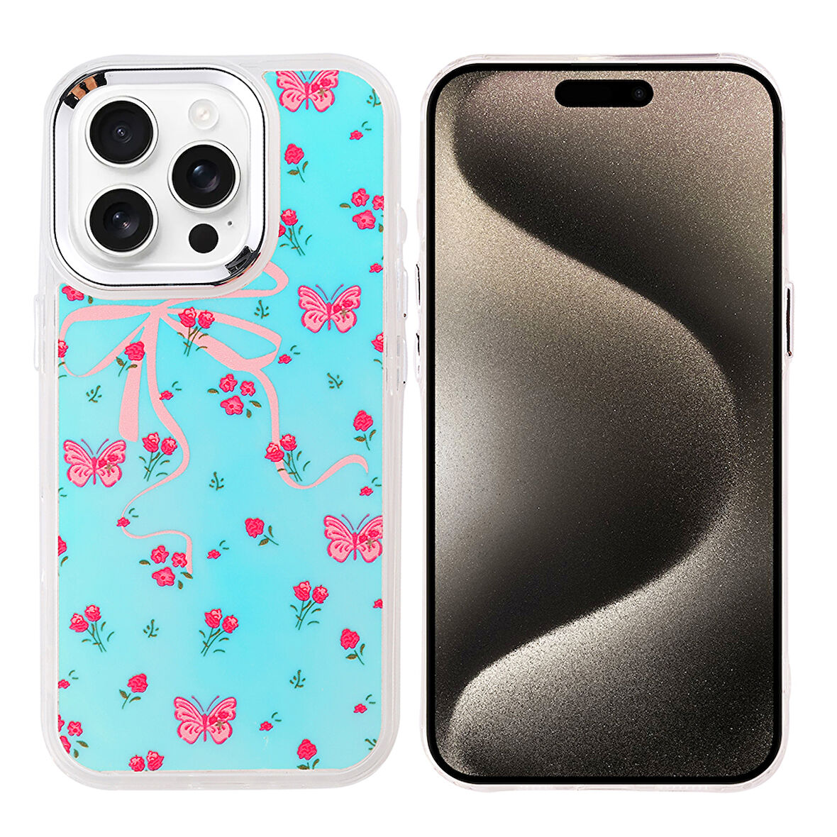 iPhone 15 Pro Kılıf Airbag Tasarımlı ZYL Hadra Kapak - Kelebek