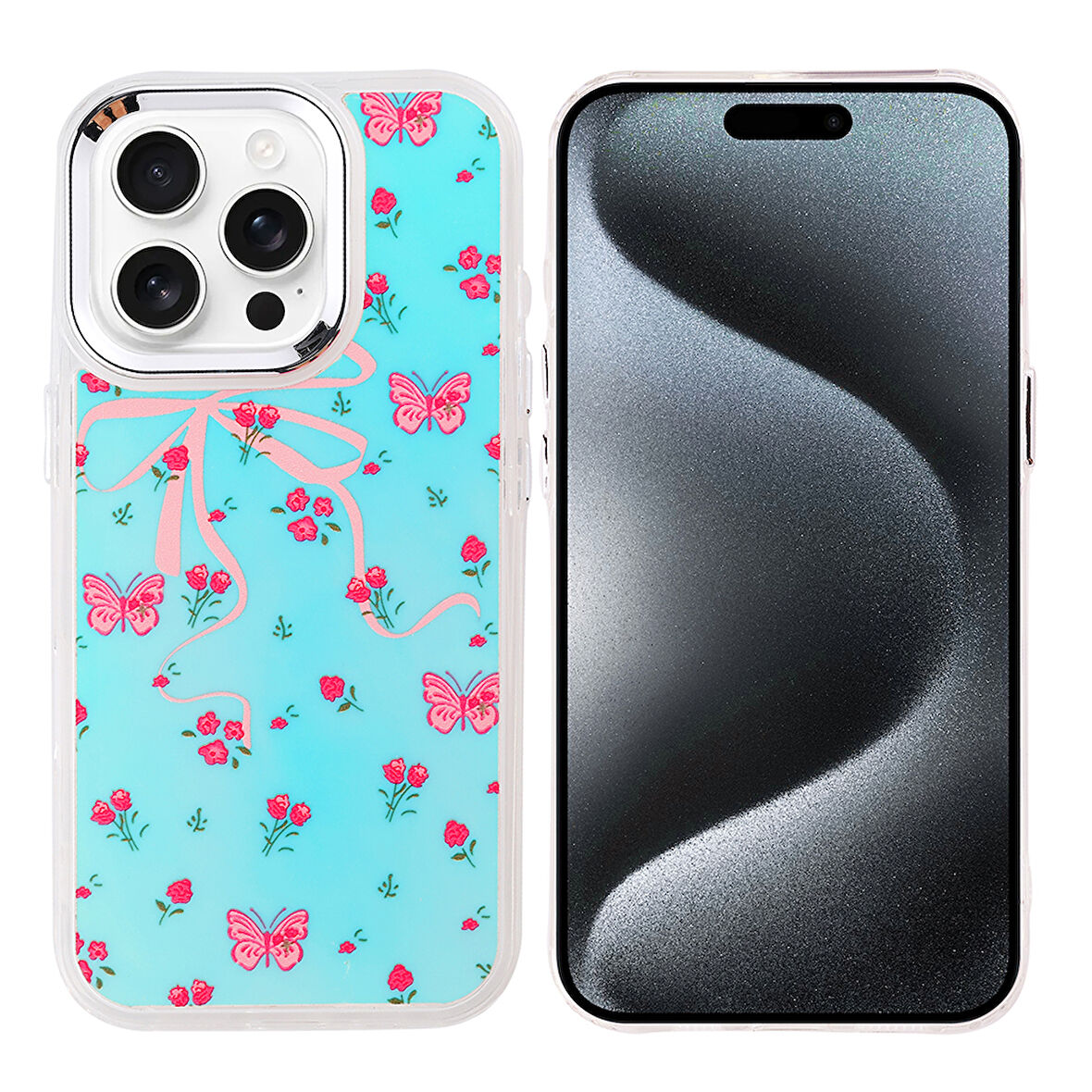 iPhone 15 Pro Max Kılıf Airbag Tasarımlı EFFX Hadra Kapak - Kelebek