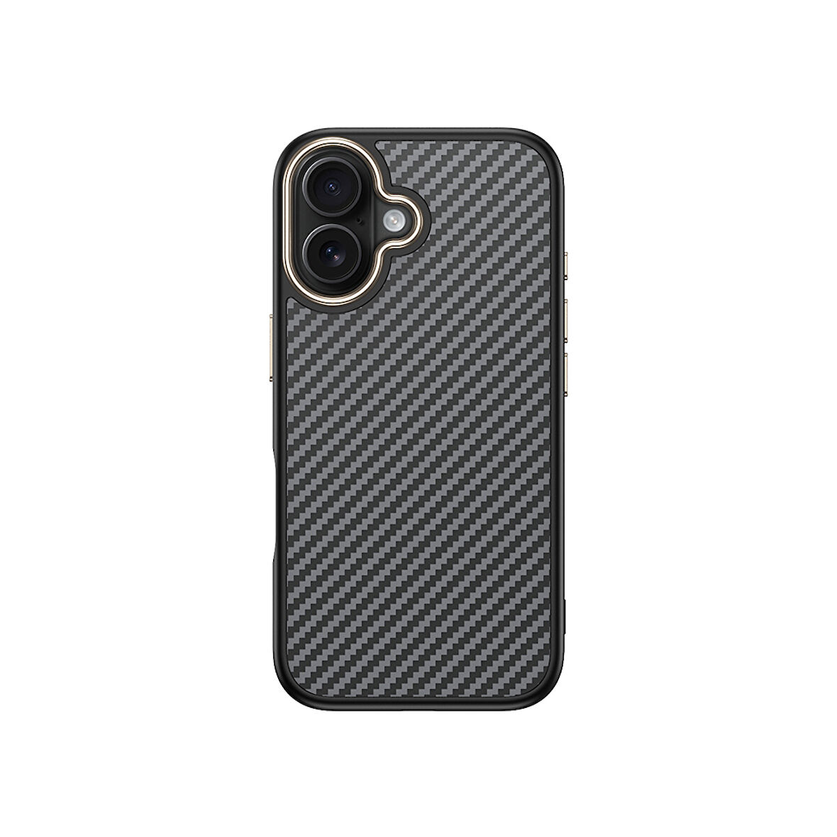 iPhone 16 Plus Kılıf M-safe Şarj Özellikli Karbon Fiber Görünümlü HGEA Antina Kapak - Gri