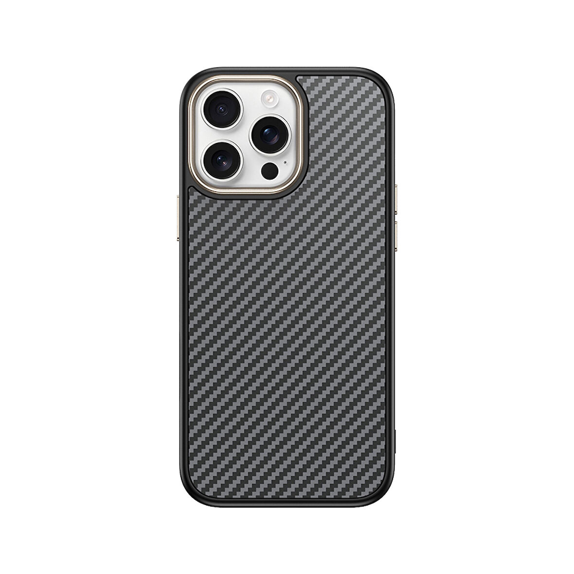 iPhone 14 Pro Max Kılıf M-safe Şarj Özellikli Karbon Fiber Görünümlü UCY Antina Kapak - Gri