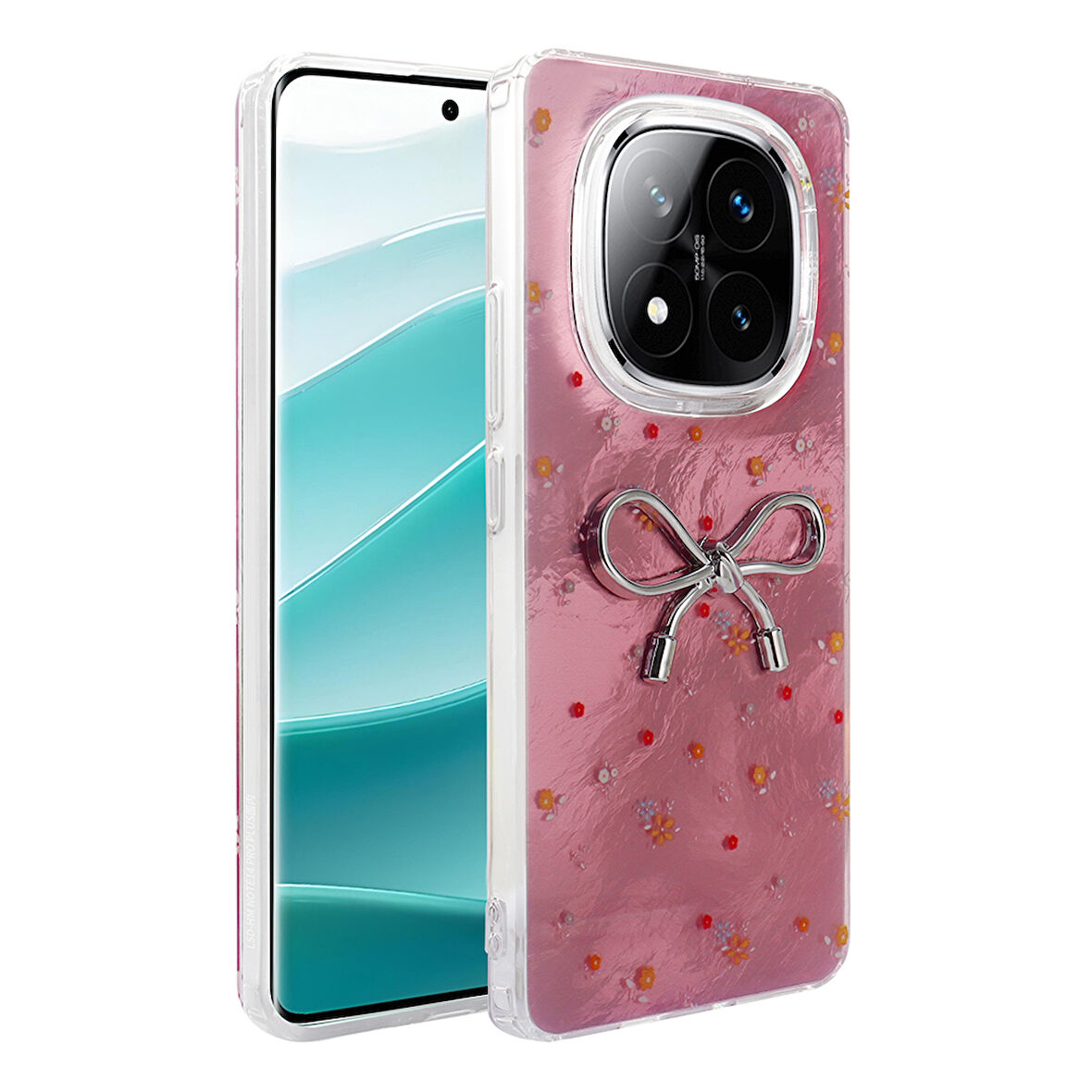 Redmi Note 14 Pro 5G Kılıf Kamera Korumalı Figürlü Zore Ponti Silikon Kapak - Açık Pembe