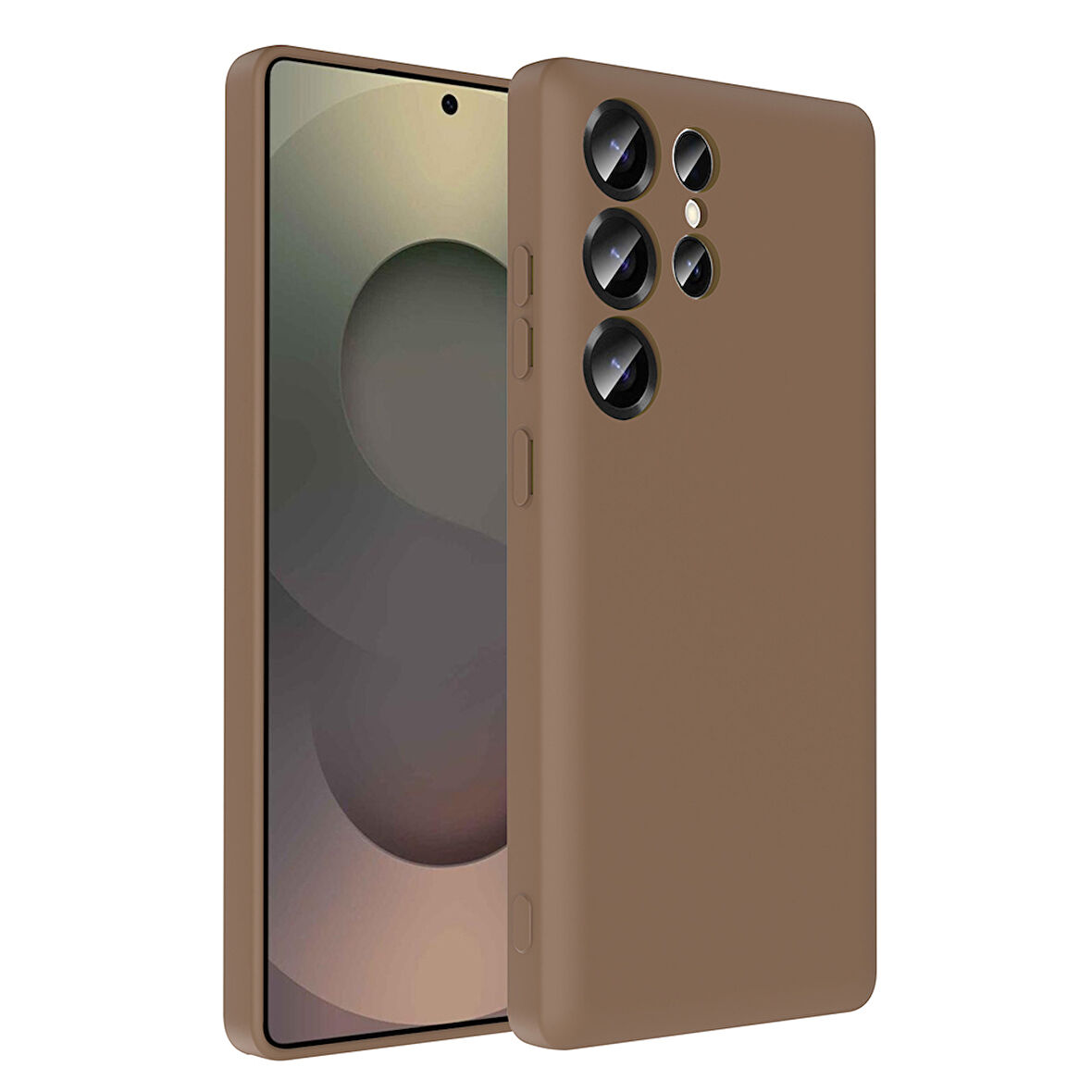 Galaxy S25 Ultra Kılıf Kamera Korumalı Kartlık Hazneli ALT Vitra Kapak - Kahverengi