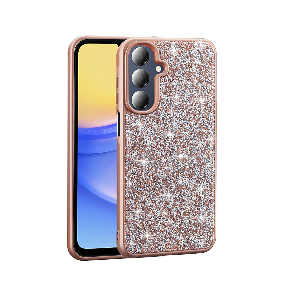 Galaxy A26 Kılıf Parlak Taşlı Tasarım UCY Pırlanta Kapak - Gold
