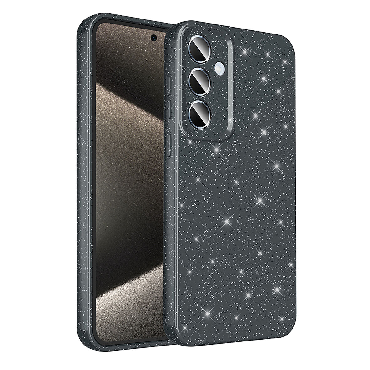 Samsung Galaxy A55 Kılıf Kamera Korumalı Simli Lüks Koton Kapak