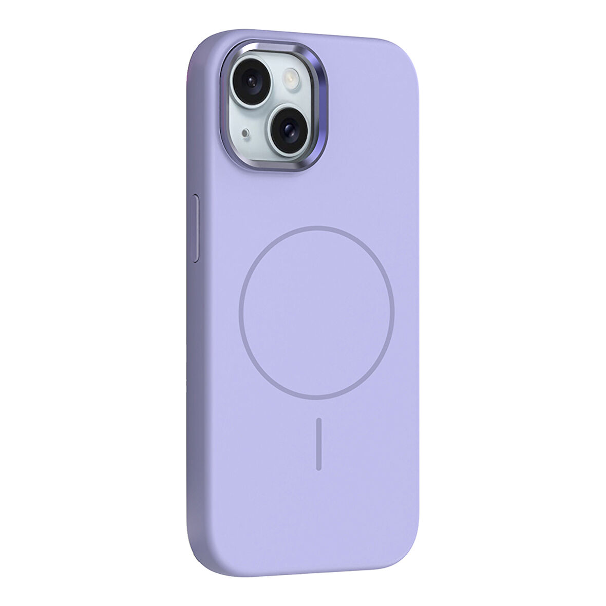 iPhone 14 Kılıf M-Safe Şarj Özellikli Metal Kamera Çerçeveli EFFX Edi Silikon Kapak - Lila
