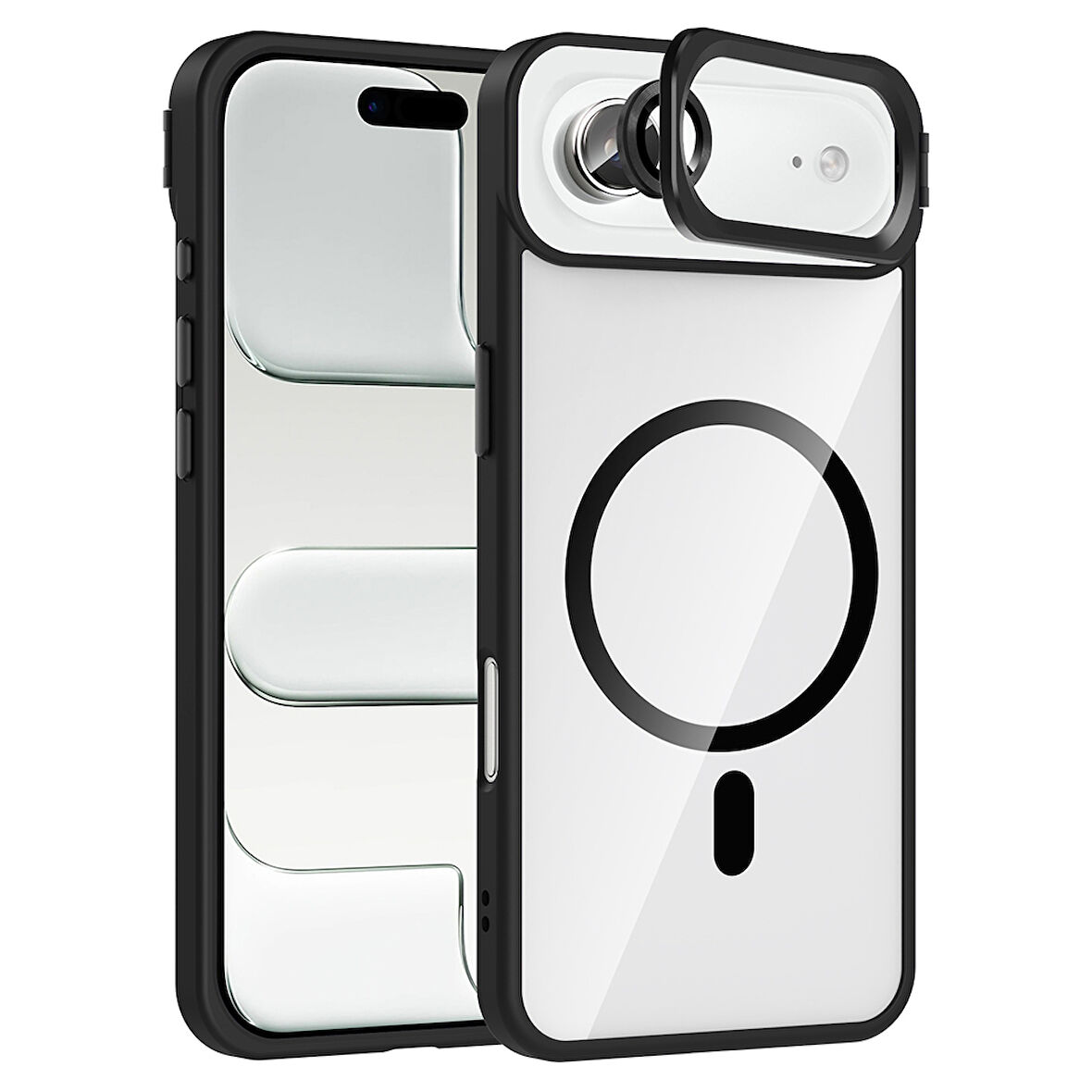 iPhone 17 Air Kılıf Standlı ve Kamera Lens Hediyeli Kablosuz Şarj Özellikli Etro Kapak