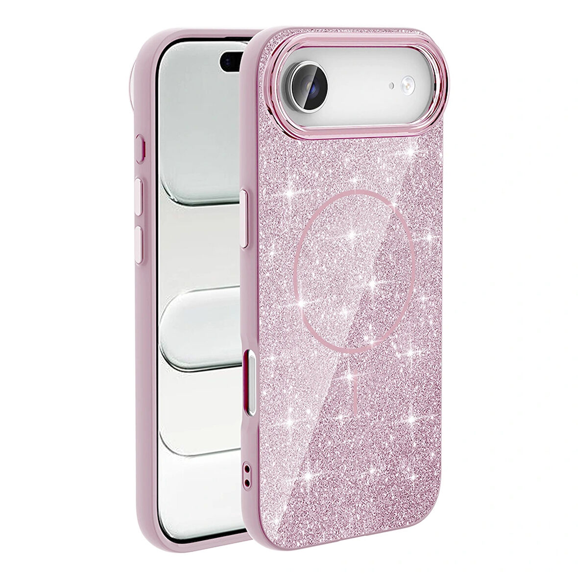 Apple iPhone 17 Air Kılıf M-safe Şarj Özellikli Parlayan Simli Zore Okso Kapak