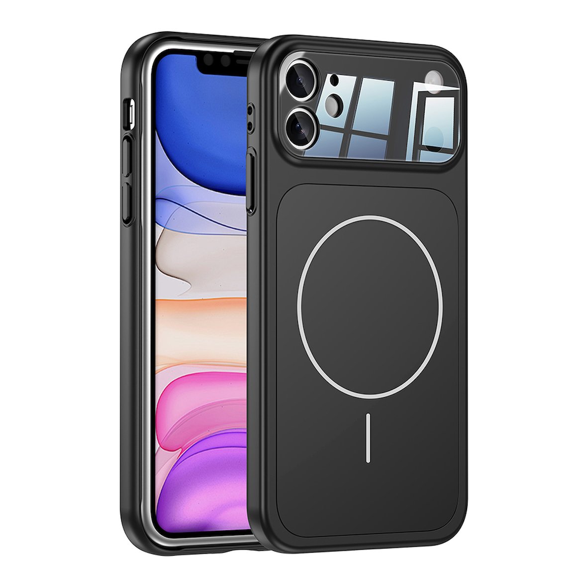 iPhone 11 Kılıf MKST M-Safe Şarj Özellikli Kamera Korumalı Formen Kapak - Siyah