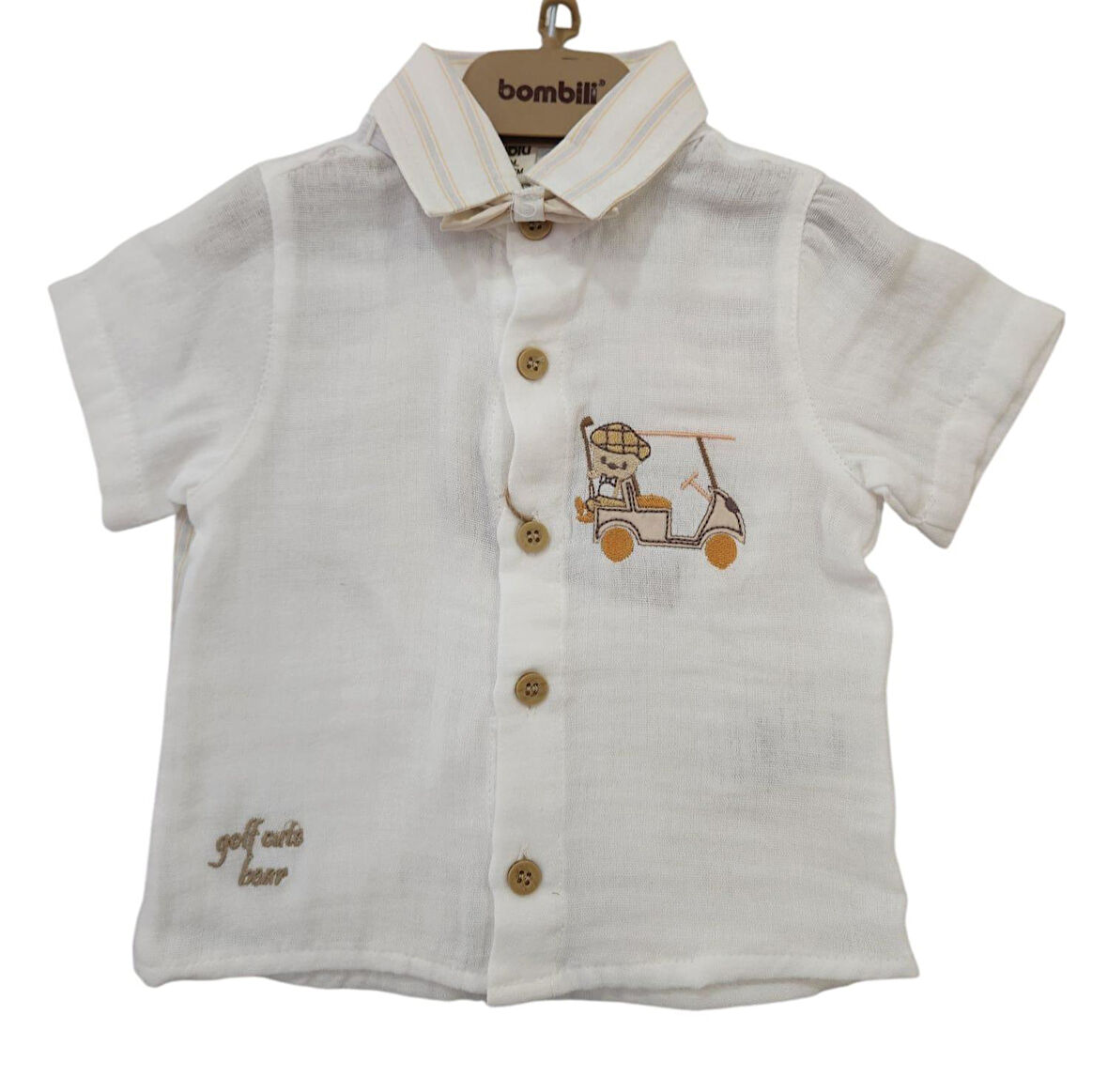 Babydoll 2li Takım Bombili Ekru-Çizgili