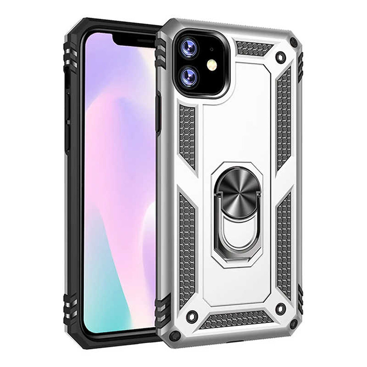 iPhone 11 Kılıf Vega Tank Sert Yüzüklü Standlı Zırh Koruma Kapak