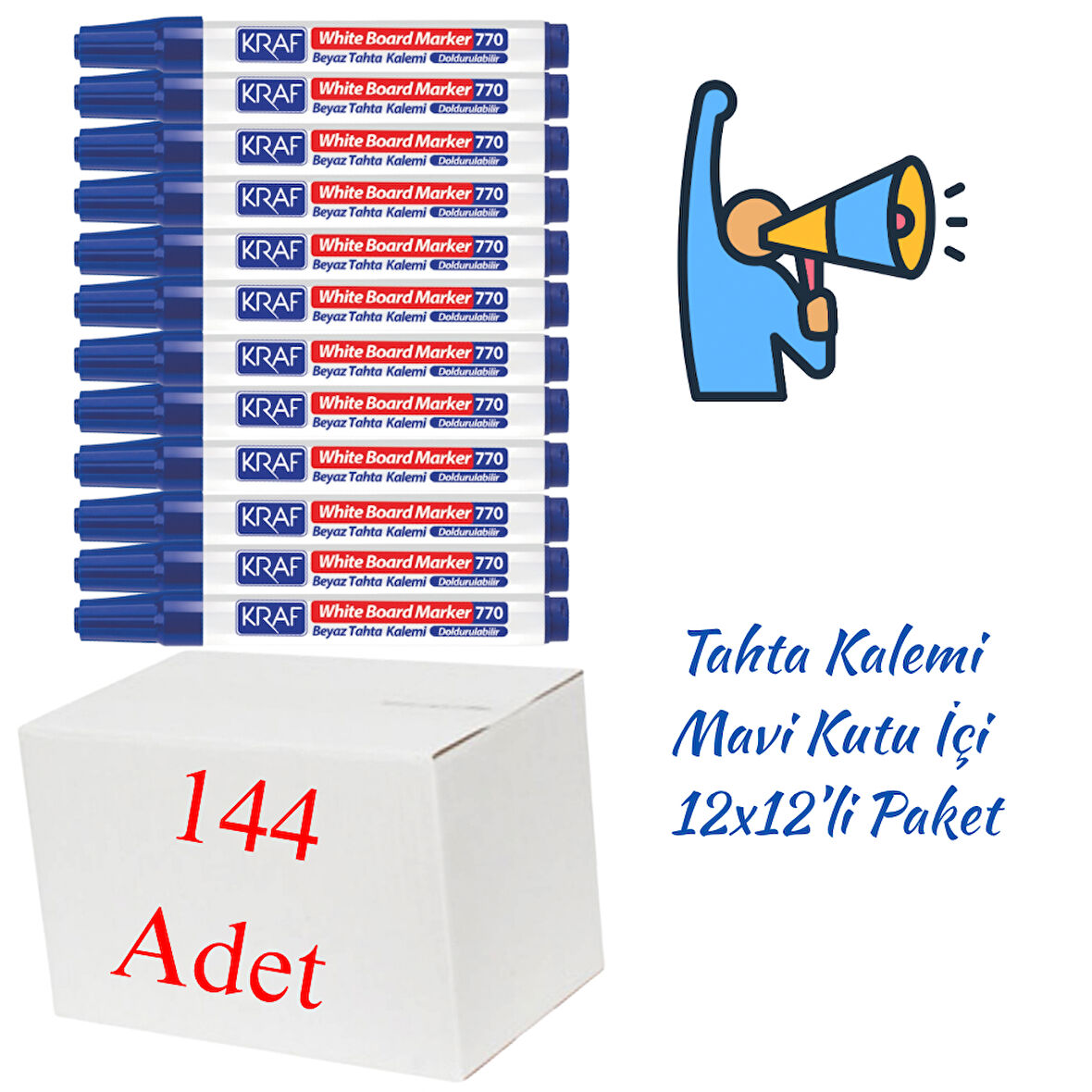Tahta Kalemi Mavi 144 Adet