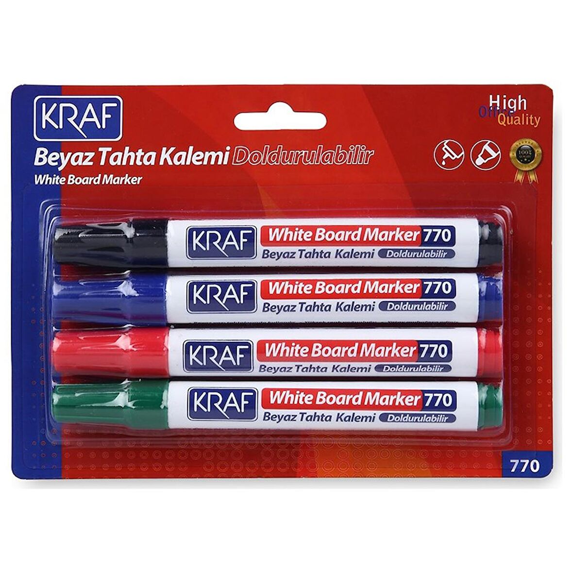 KRAF BEYAZ TAHTA KALEMİ DOLDURULABİLİR 770-4    4 LÜ SET