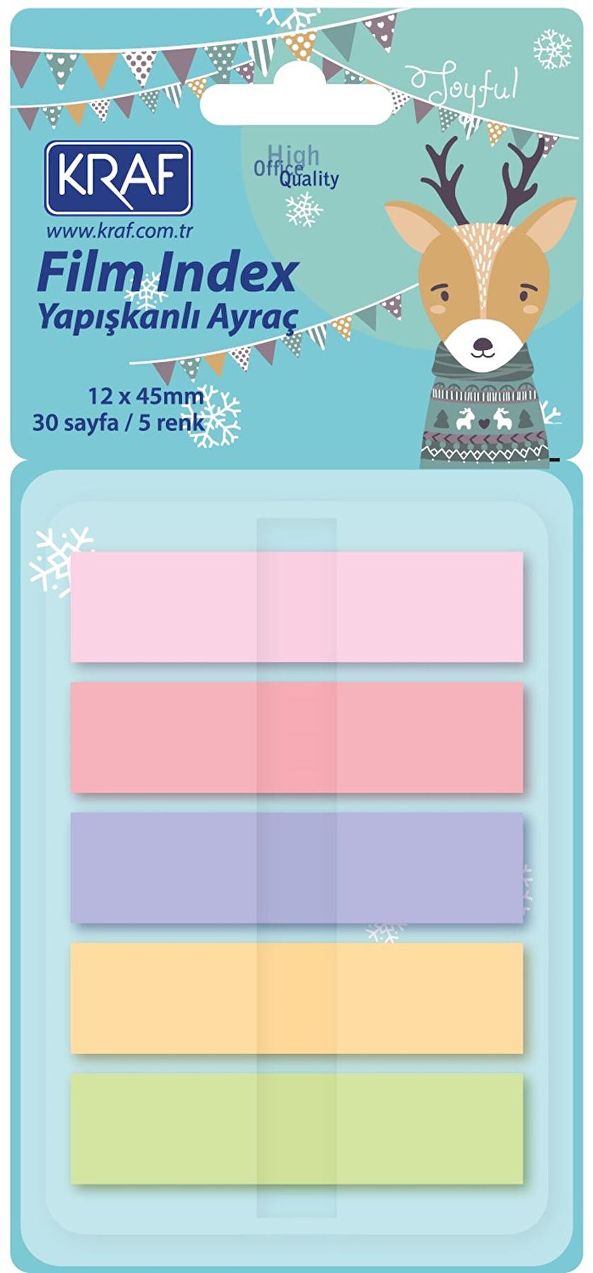KRAF INDEX FILM (PP) 12X45MM POP-UP 5 RENK X30YP PASTEL 51248-2