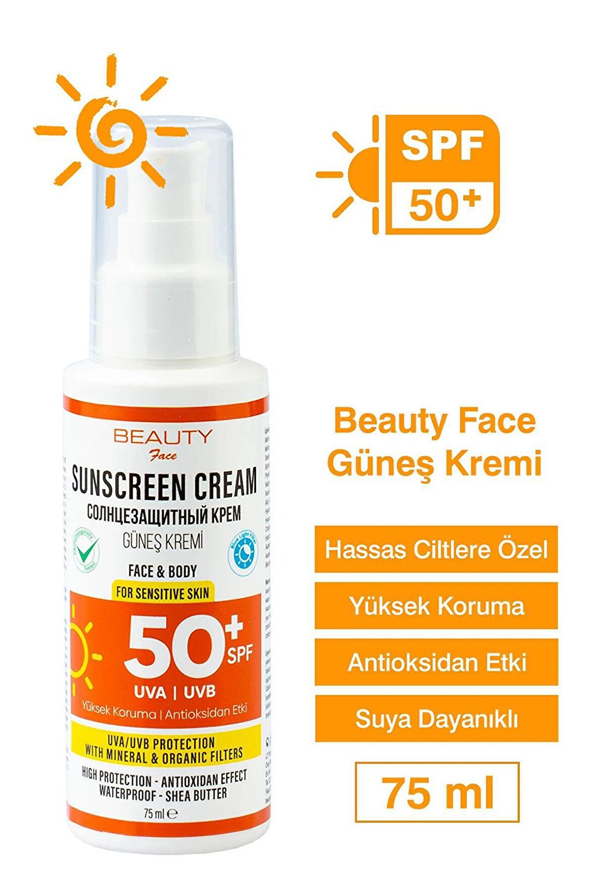 Beauty Face 50+SPF Güneş Kremi 75 ml