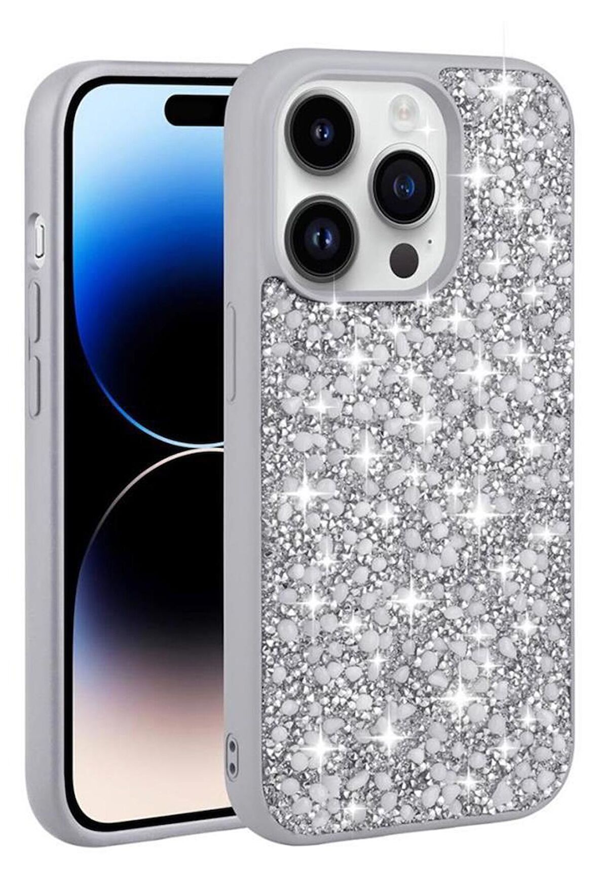 Apple iPhone 14 Pro Max Kılıf Parlak Taşlı Tasarım Linea Kapak