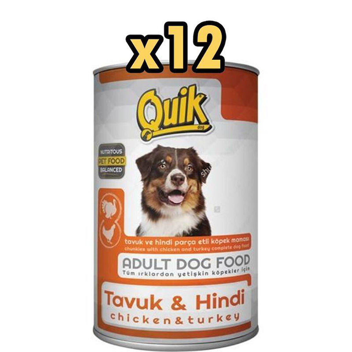 Quik Tavuklu Hindili Köpek Konserve 415 Gr X 12 Adet