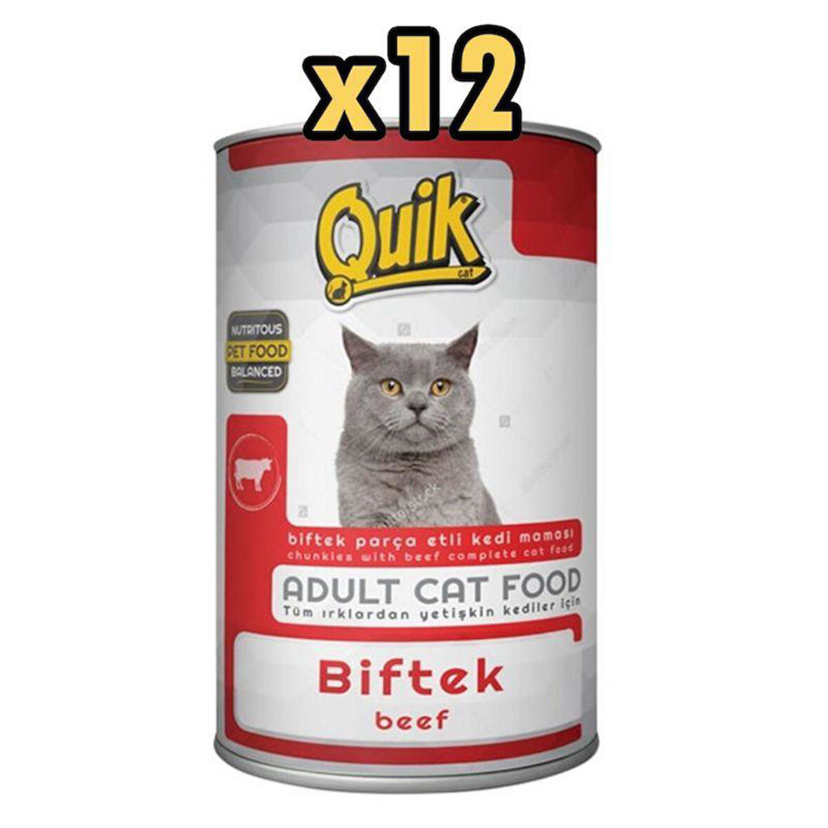 Quik Biftekli Kedi Konservesi 415 gr X 12 Adet