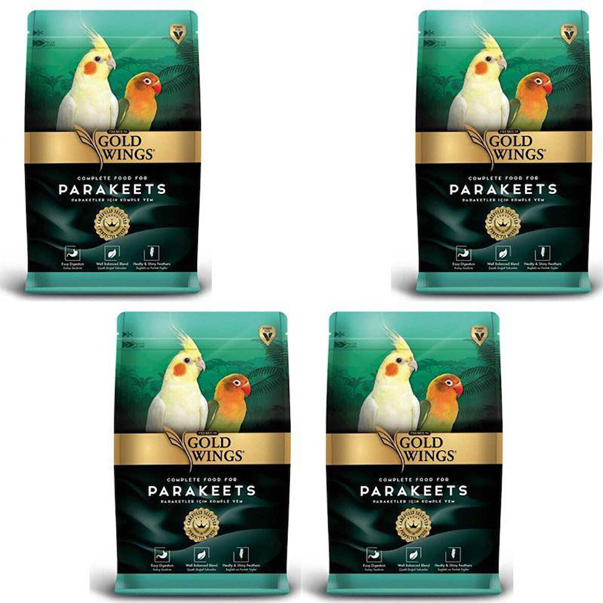 Gold Wings Premium Paraket Tropikal Kuş Yemi 1 Kg X 4 Adet