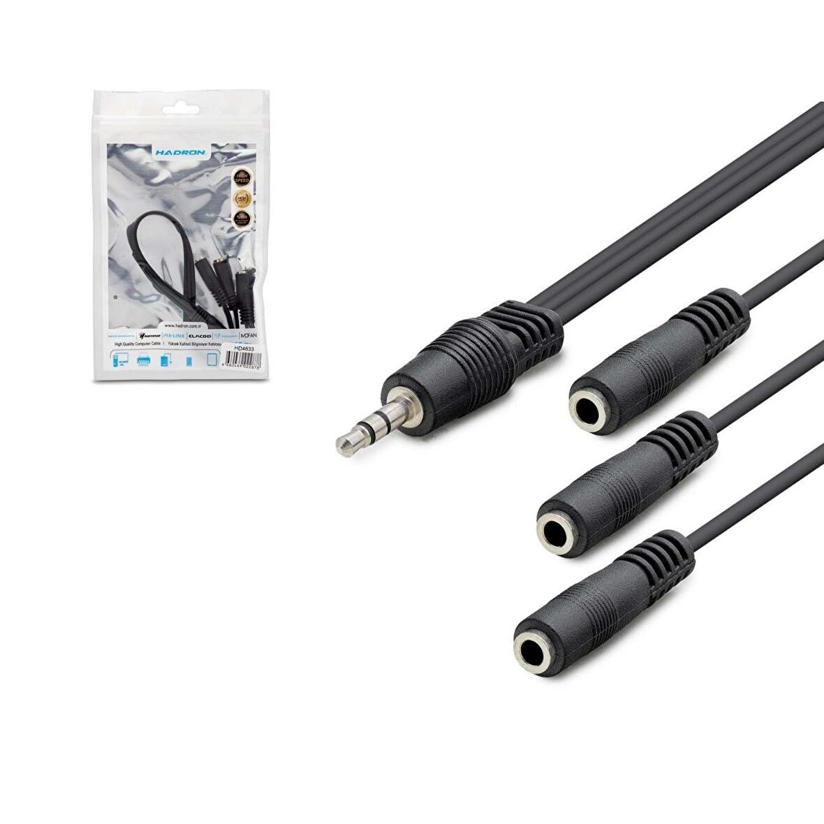 AUX TO 3 AUX 3.5MM KABLO 30CM HADRON HN-4633