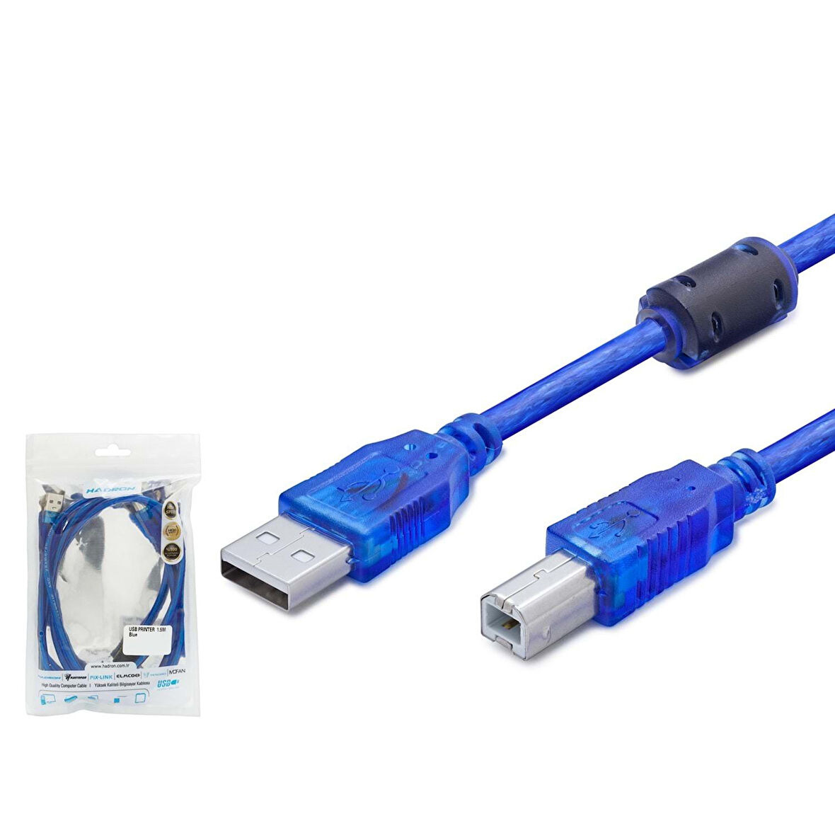 Hadron HDX7502 USB-A - USB-B 3mt USB Yazıcı Kablosu - Mavi