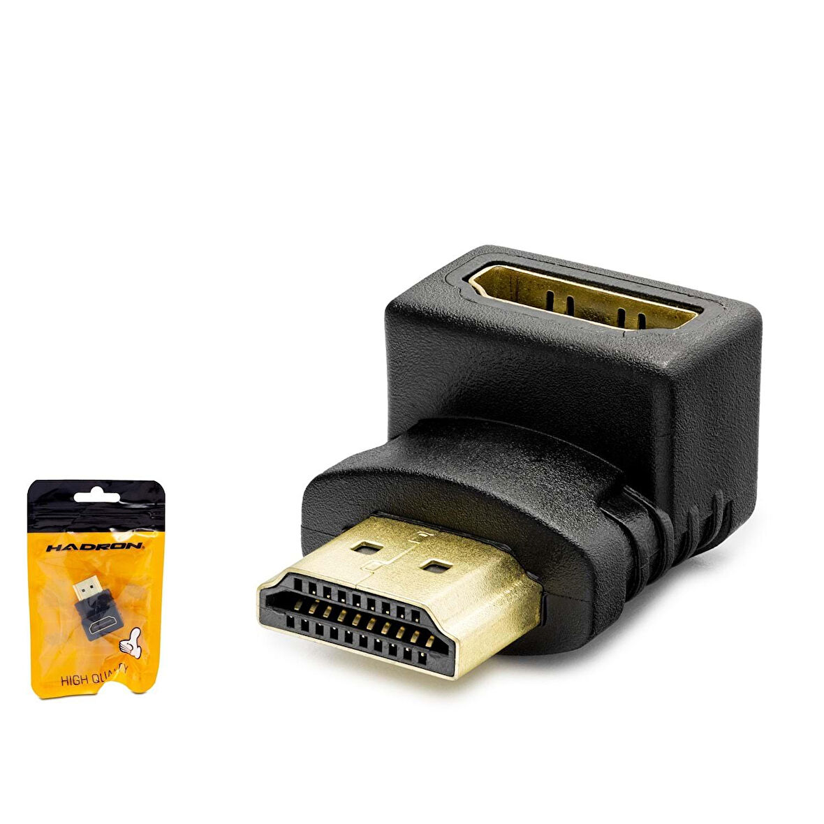 Hadron HDX1258 HDMI (M) - HDMI (F) L Tipi Dönüştürücü Ek Adaptörü - Siyah