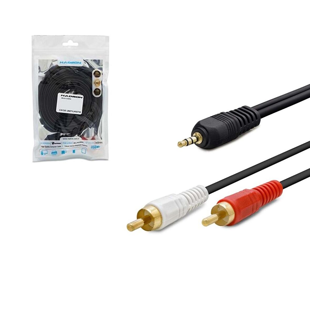KABLO 2RCA AUX 3.5MM 1.5MT GOLD HADRON HDX-1024