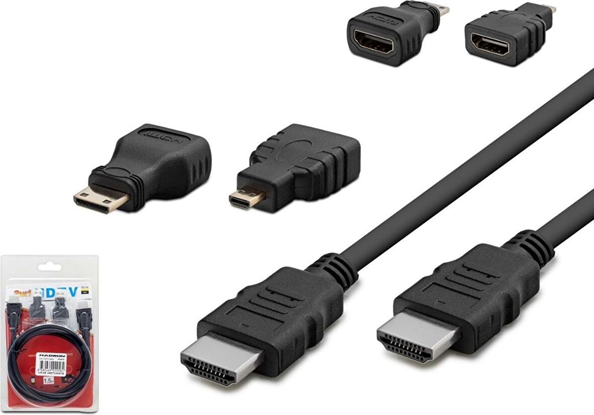 Hadron HDX2010  (4576) HDMI Kablo 3ın1 Mini - Mikro HDMI