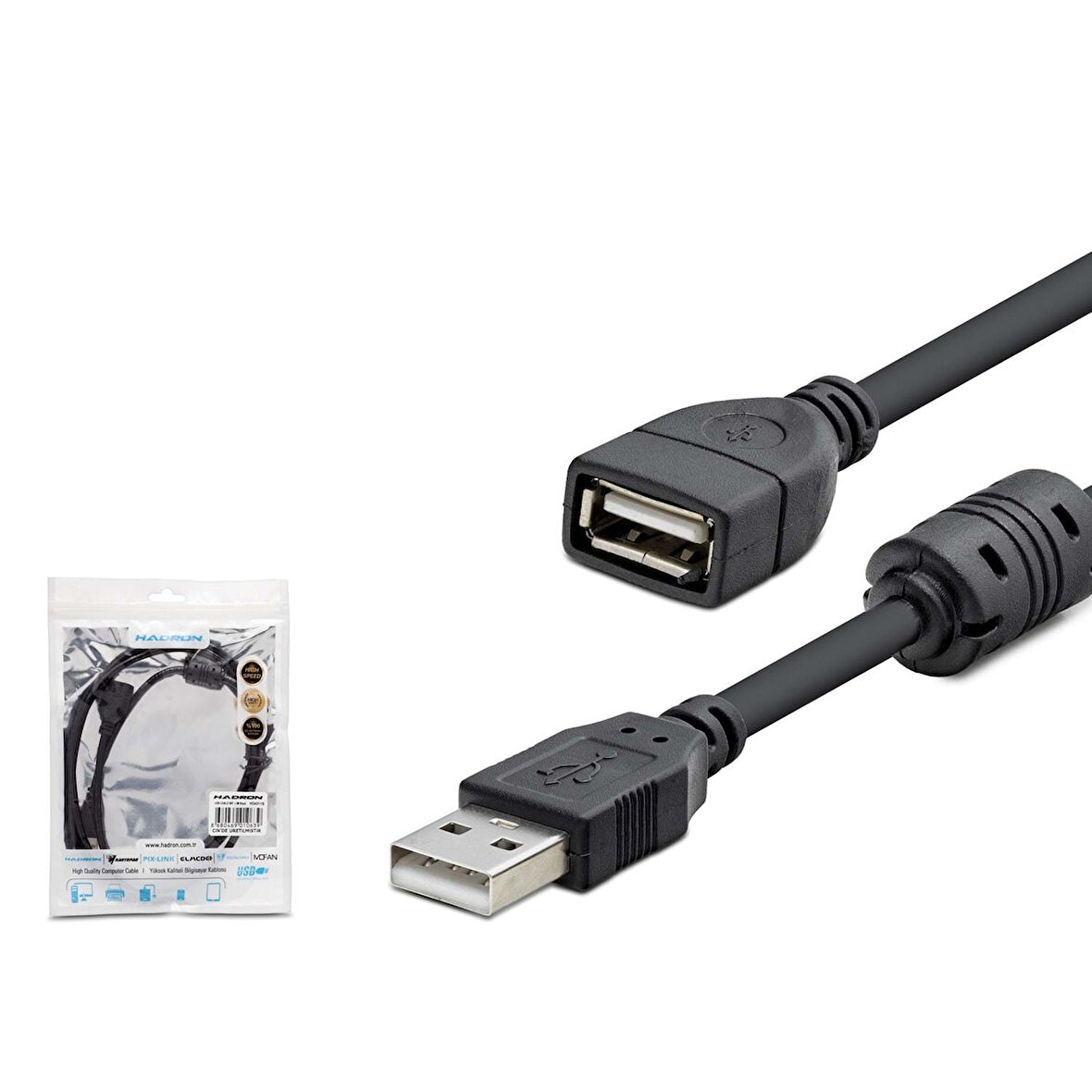 Hadron HDX7533 USB-A (F) - USB-A (M) 1.5mt USB Uzatma Kablosu - Siyah