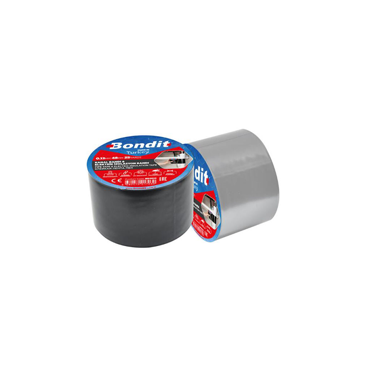 PVC Kanal Bandı 48mm x 25 Yard, Gri 