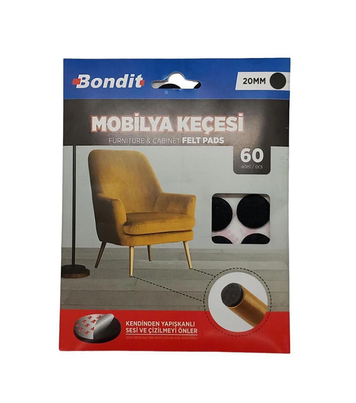 Bondit Yuvarlak Mobilya Keçesi 20mm 60 Adet BND01099520