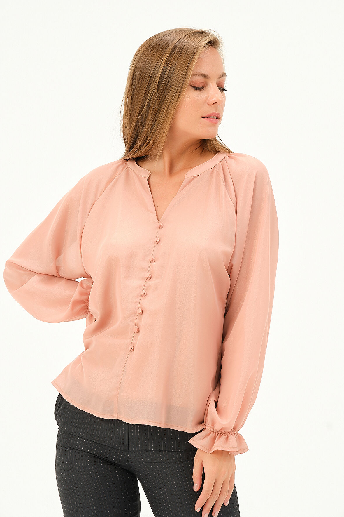 Parıltılı Şifon Bluz