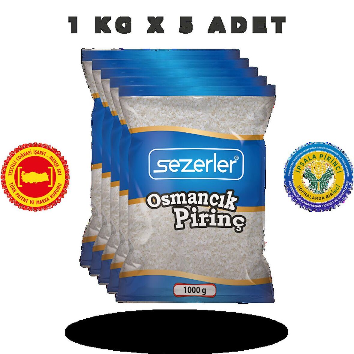 Sezerler İpsala Lüks Osmancık Pirinç 1 Kg x 5 Adet