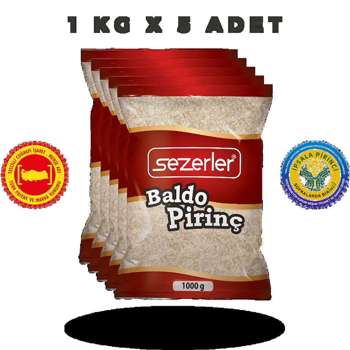 Sezerler İpsala Lüks Baldo Pirinç 1 Kg x 5 Adet