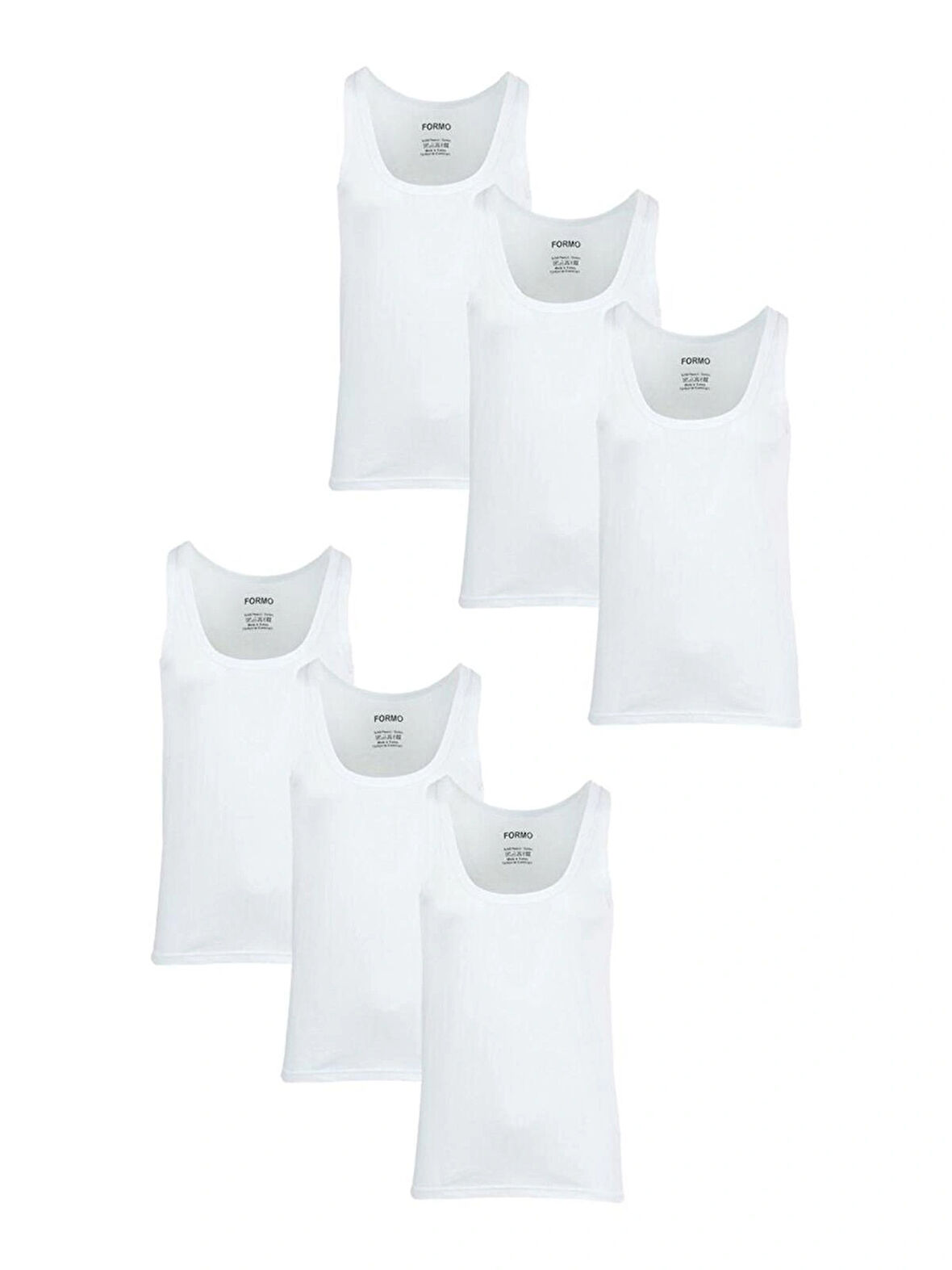 6'lı Erkek Beyaz %100 Pamuk Penye Atlet