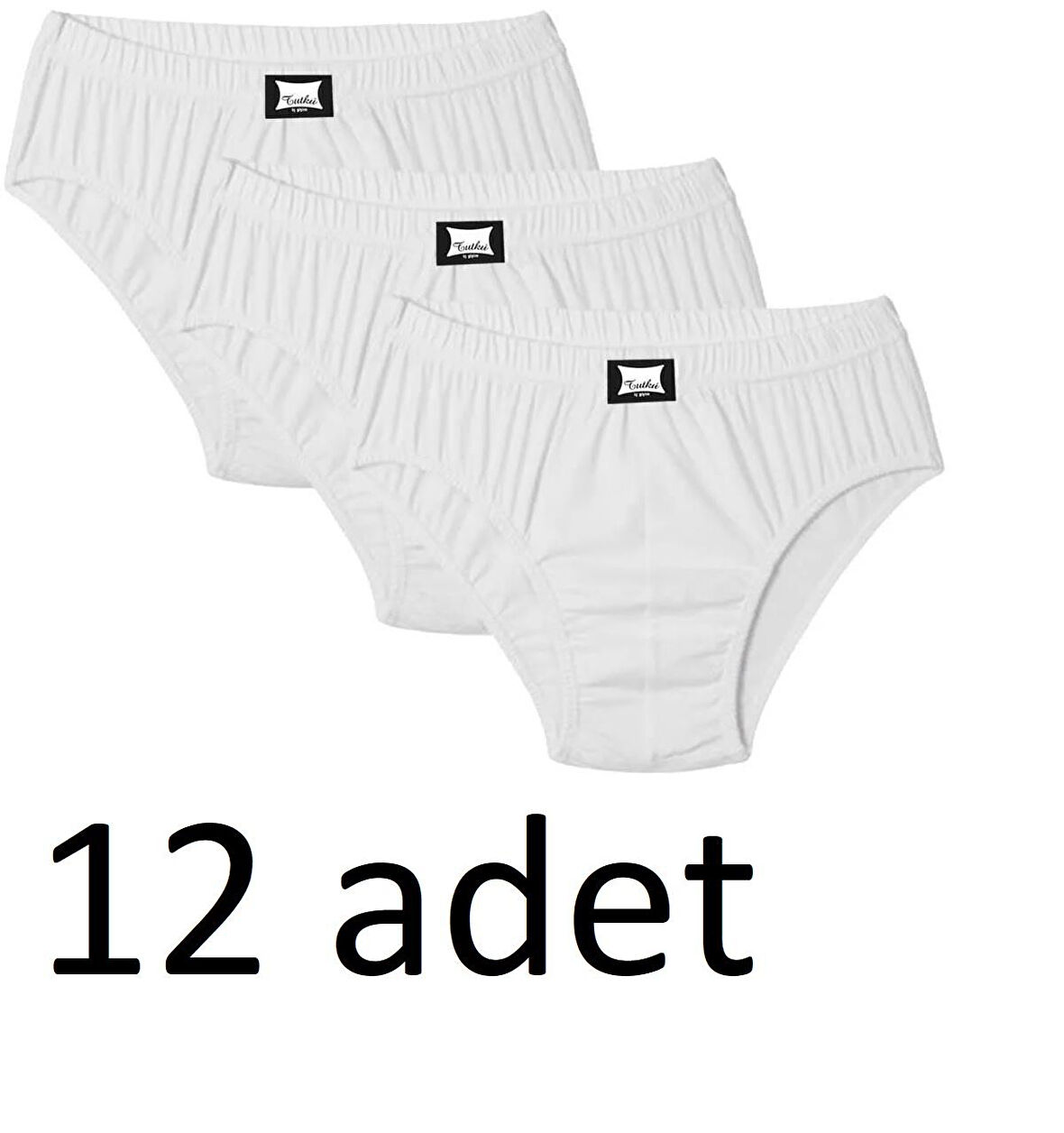 Tutku 0109 (5NO-XXL) 12 ADET Penye Kom %100 Pamuk Slip Erkek Külot BEYAZ
