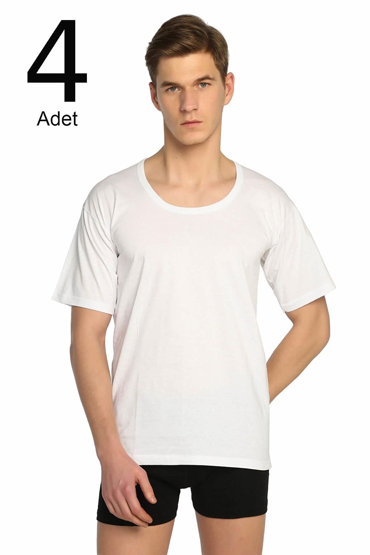 Erkek Beyaz 4'lü Paket Bisiklet Yaka Fanila ELF568T0103CCM4