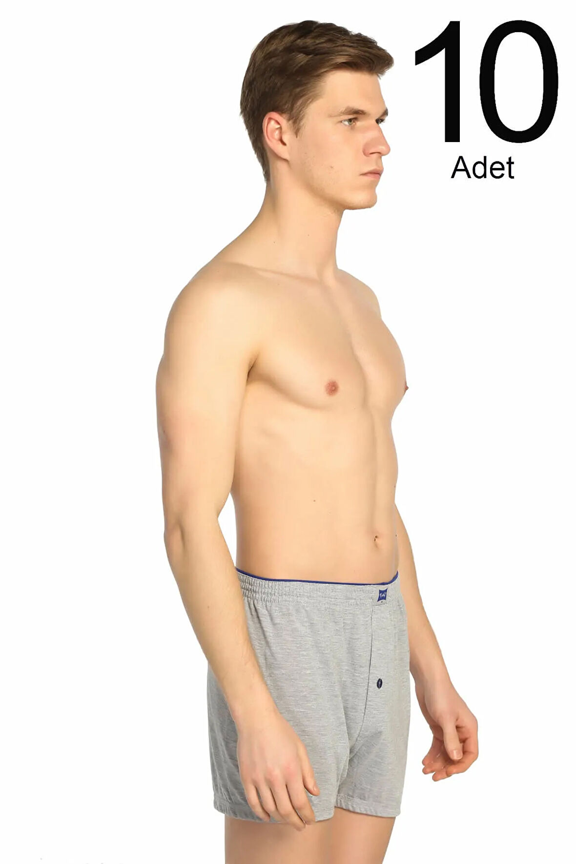 Erkek Füme 10'lu Paket Penye Düğmeli Boxer ELF568T0117CCM10