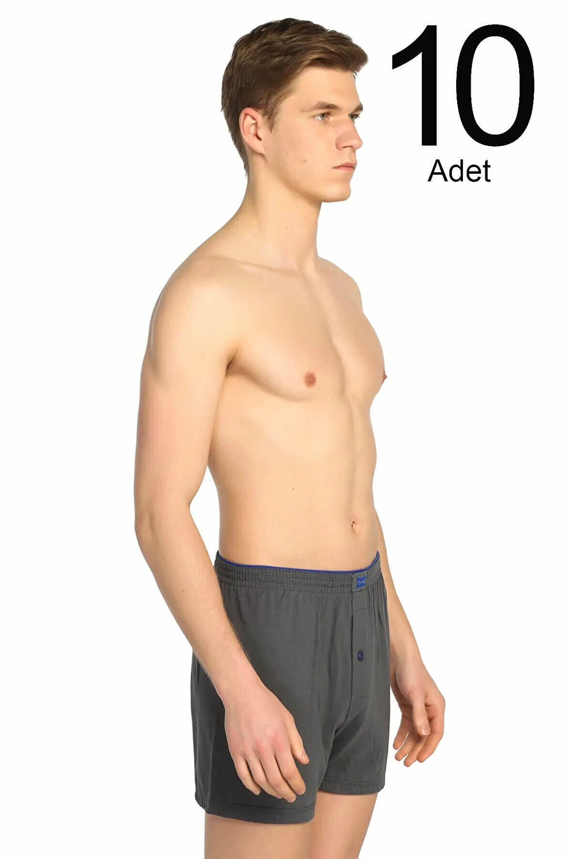 Erkek Füme 10'lu Paket Penye Düğmeli Boxer ELF568T0117CCM10