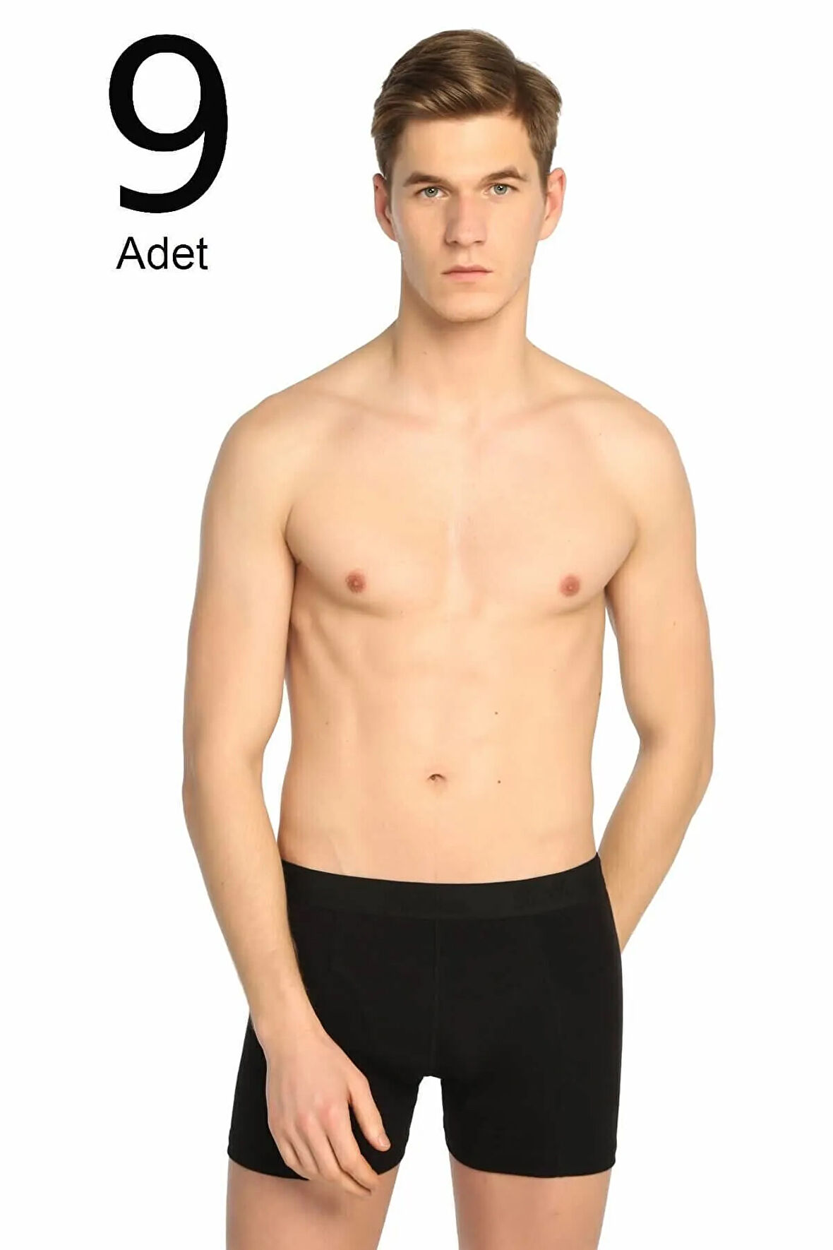 Erkek Siyah 9'lu Paket Likralı Boxer ELF568T0114CCM9