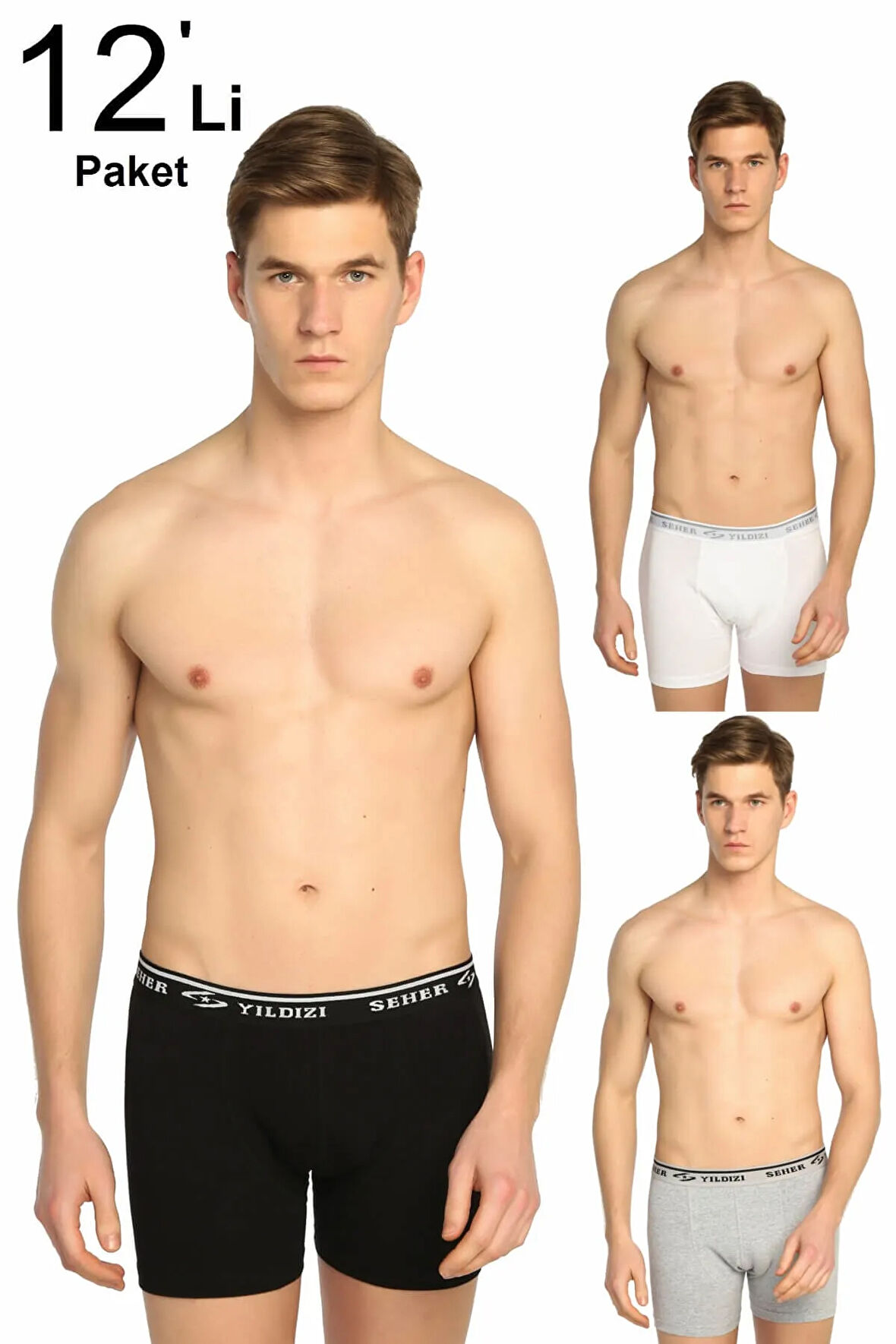 Erkek Karışık Renk 12'li Paket likralı Boxer ELF568S0060CCM12