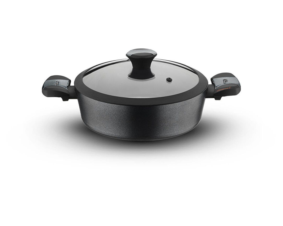 Diamond 28 Cm Yanmaz Yapışmaz Elmas Basık Tencere