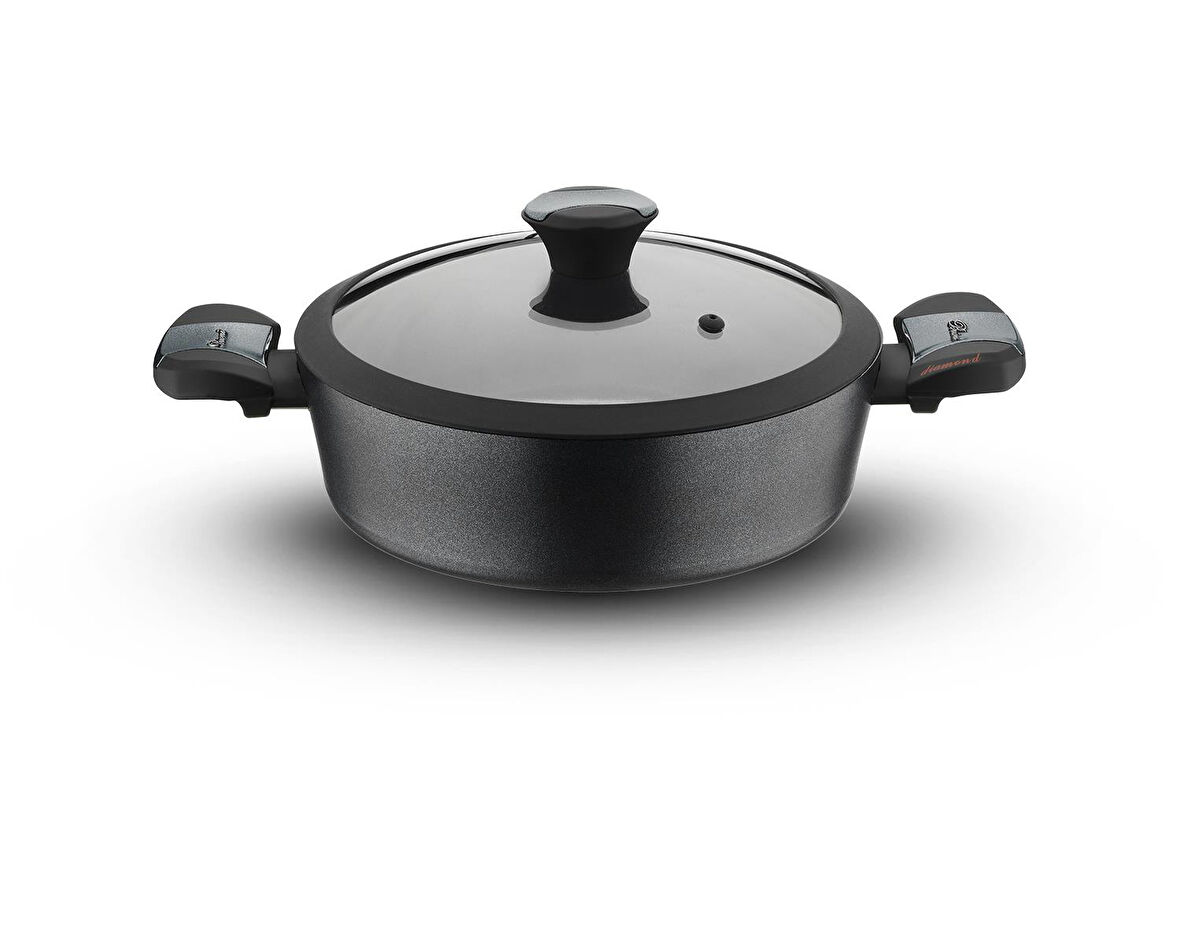 Diamond 30 Cm Yanmaz Yapışmaz Elmas Basık Tencere