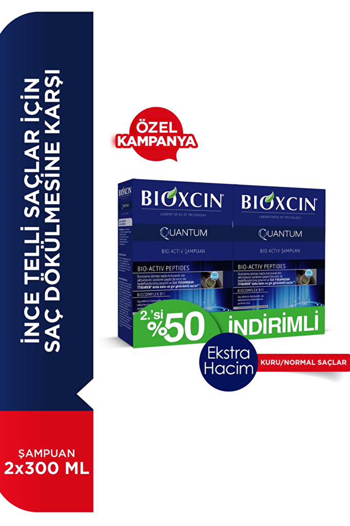 Bioxcin Quantum Kuru Saçlar İçin Dökülme Karşıtı Şampuan 2x300 ml