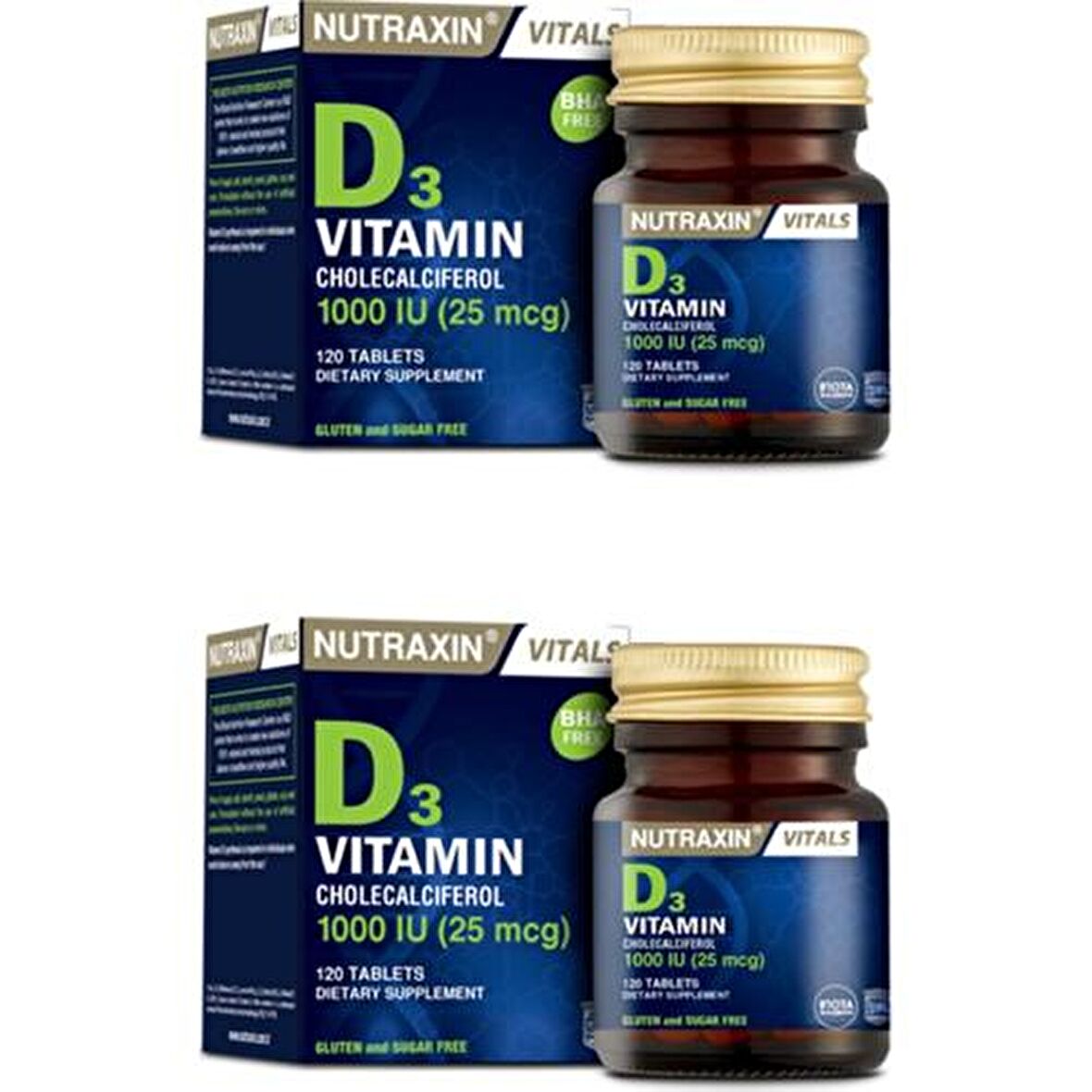 Nutraxin Vitamin D-3 1000 Iu 120 Tb x 2 Adet