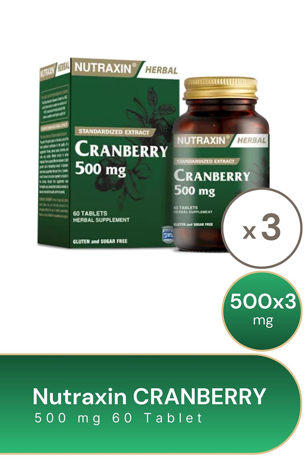Nutraxin Cranberry 500 mg 60 Tablet-3 Adet