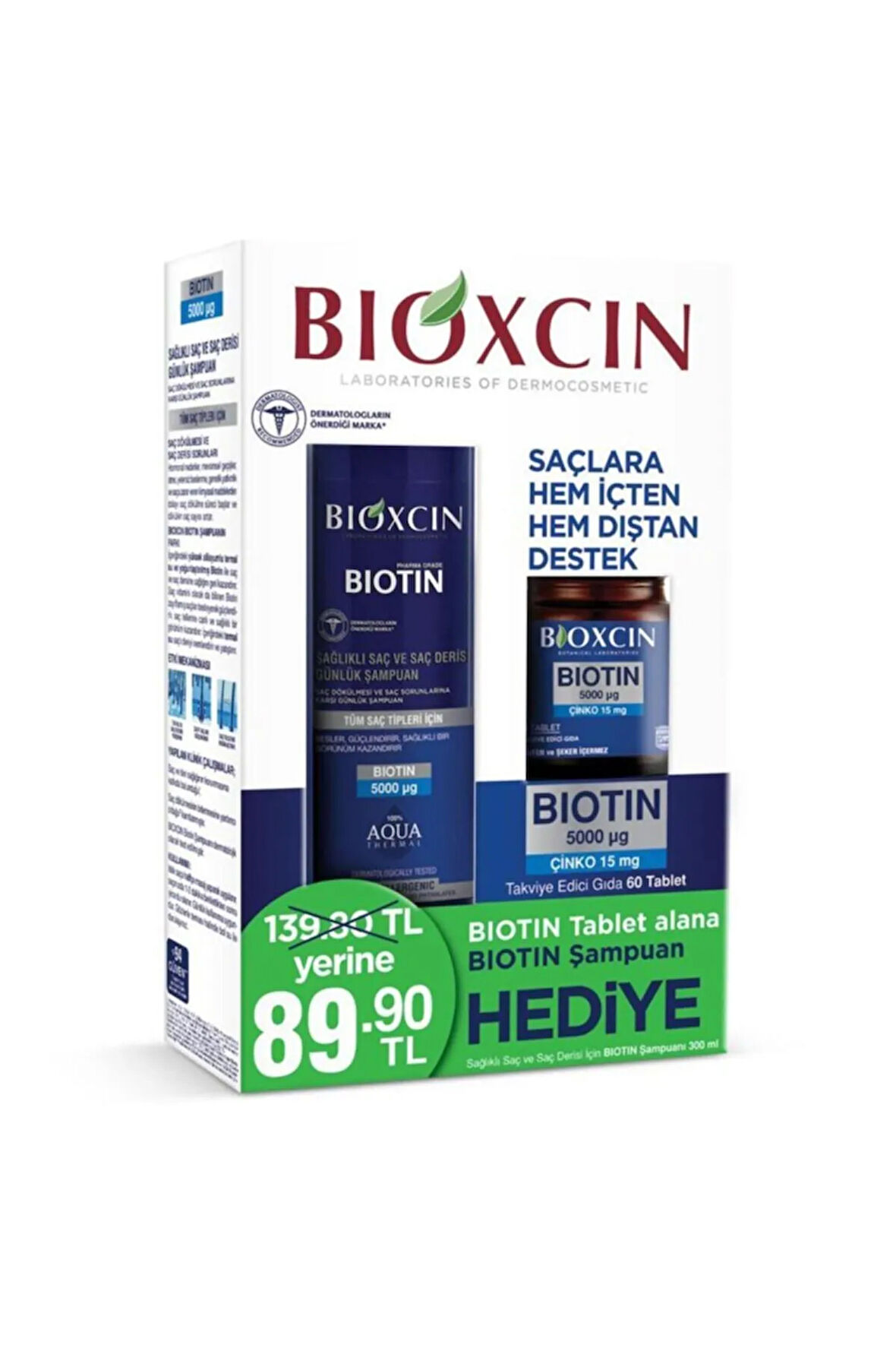 Biotin 5000mg Takviye Edici Gıda 60 Tablet+Biotin Şampuan 300ml