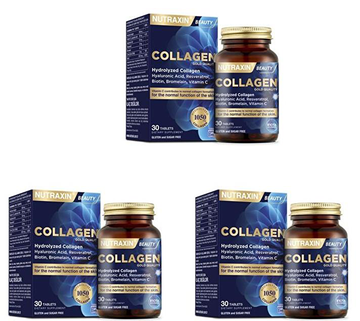 NUTRAXİN BEAUTY GOLD COLLAGEN 30 TABLET x 3 ADET